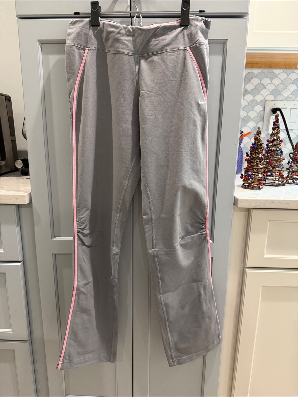 Nike Gray Track Pants with Pink Piping